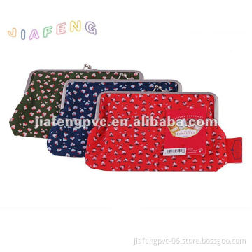 Elegant Cotton with Metal Button Cosmetic Bag